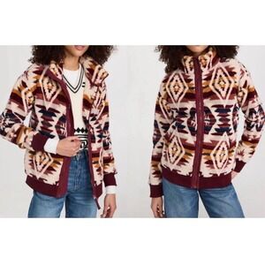 Faherty X Lehi Thunder Voice Eagle Hight Pile Fleece Jacket in Snowy Ridge M